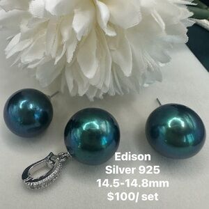 Silver 925 Blue Earrings Set